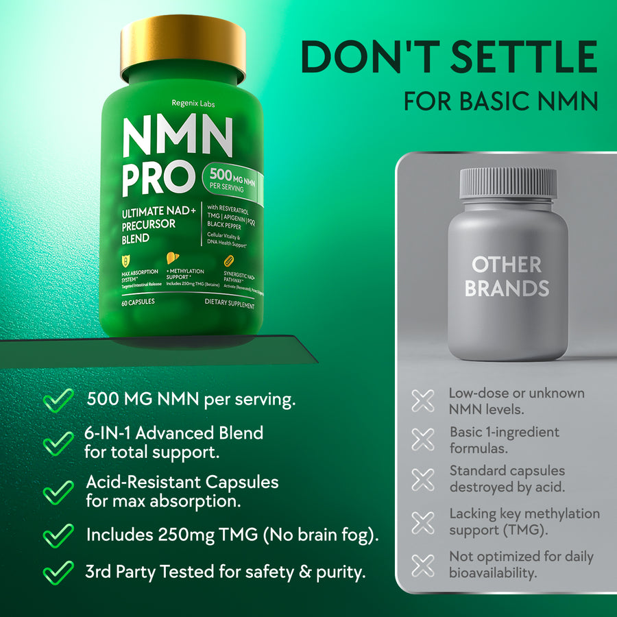 NMN Supplement 500mg with Resveratrol, TMG, Apigenin, PQQ