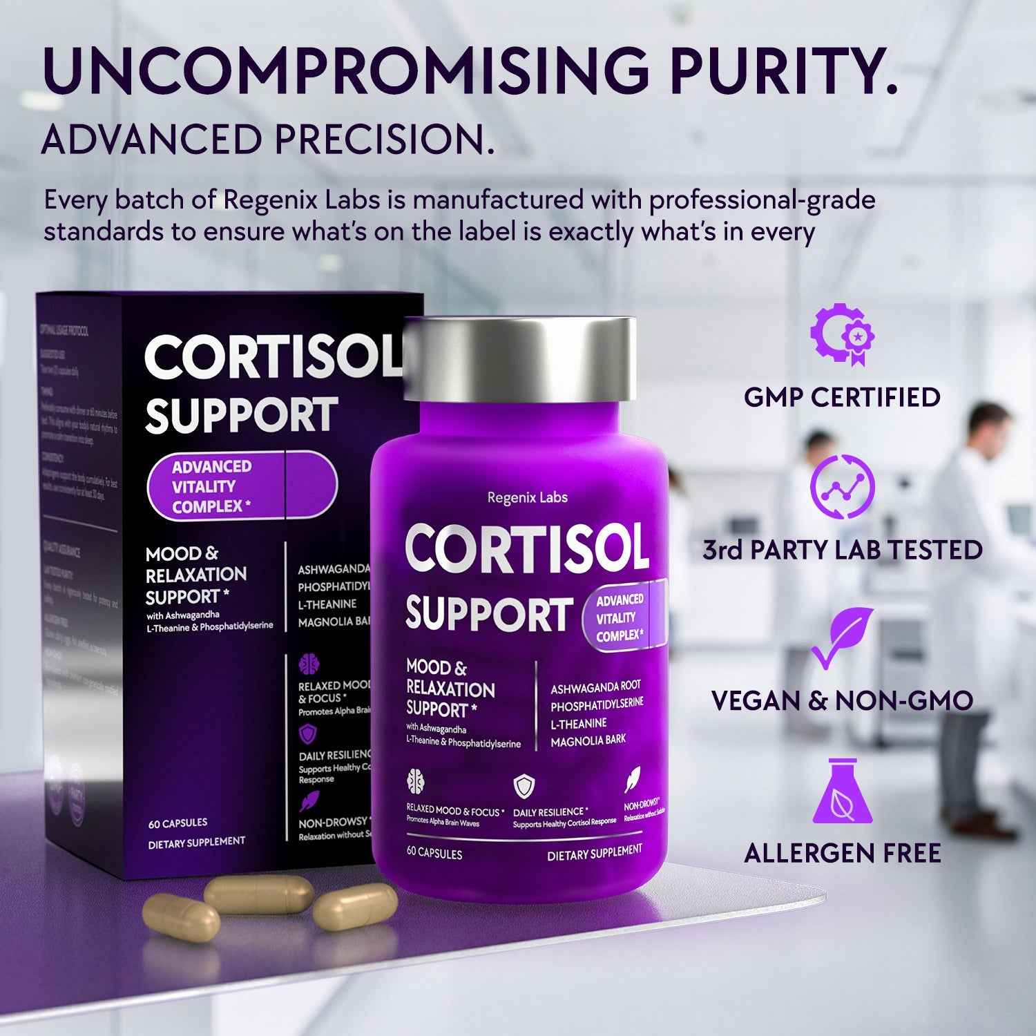 サプリメント Cortisol Support – Ashwagandha & L-Theanine | Regenix Labs