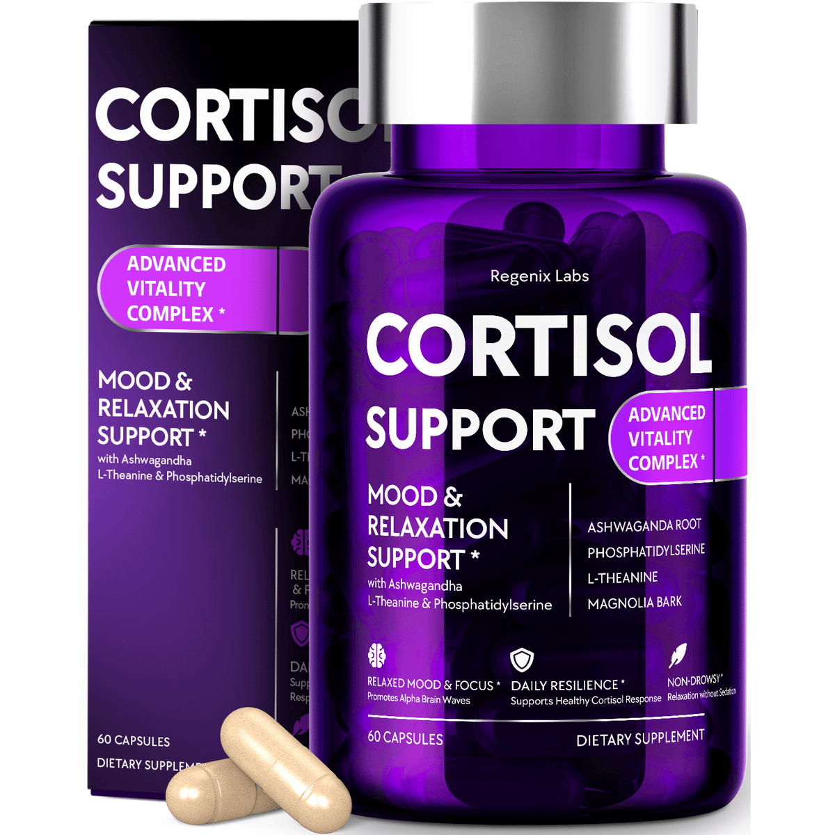 Cortisol Support – Ashwagandha & L-Theanine | Regenix Labs