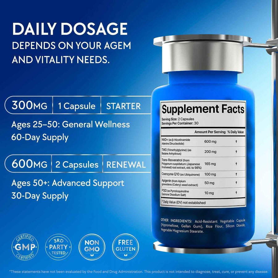 NAD+ PRO – 600mg Cellular Energy & Longevity Complex