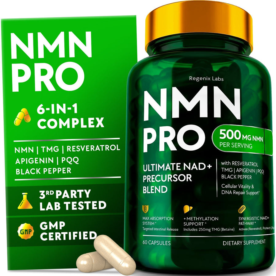 NMN Supplement 500mg with Resveratrol, TMG, Apigenin, PQQ - Regenixlabs