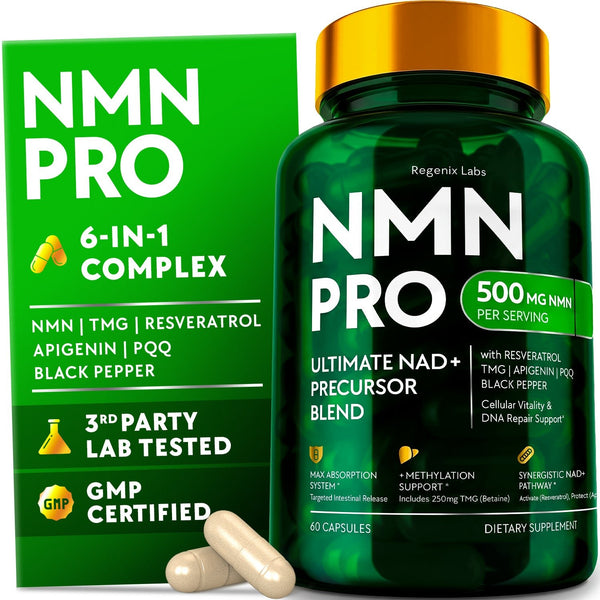 NMN 500mg Supplement – Resveratrol, TMG, PQQ | Regenix Labs