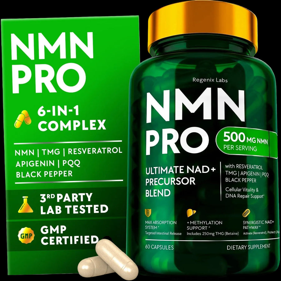 NMN Supplement 500mg with Resveratrol, TMG, Apigenin, PQQ - Regenixlabs